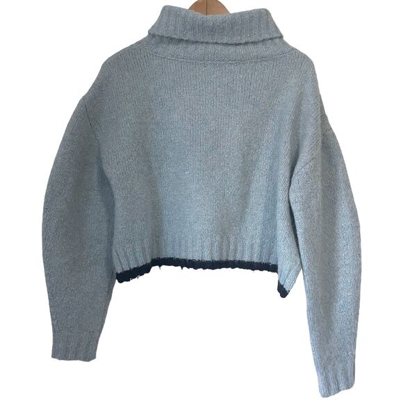 SANDY LIANG Alpaca Wool Blend Cropped Turtleneck Sweater in Blue Size 2 - Picture 3 of 13